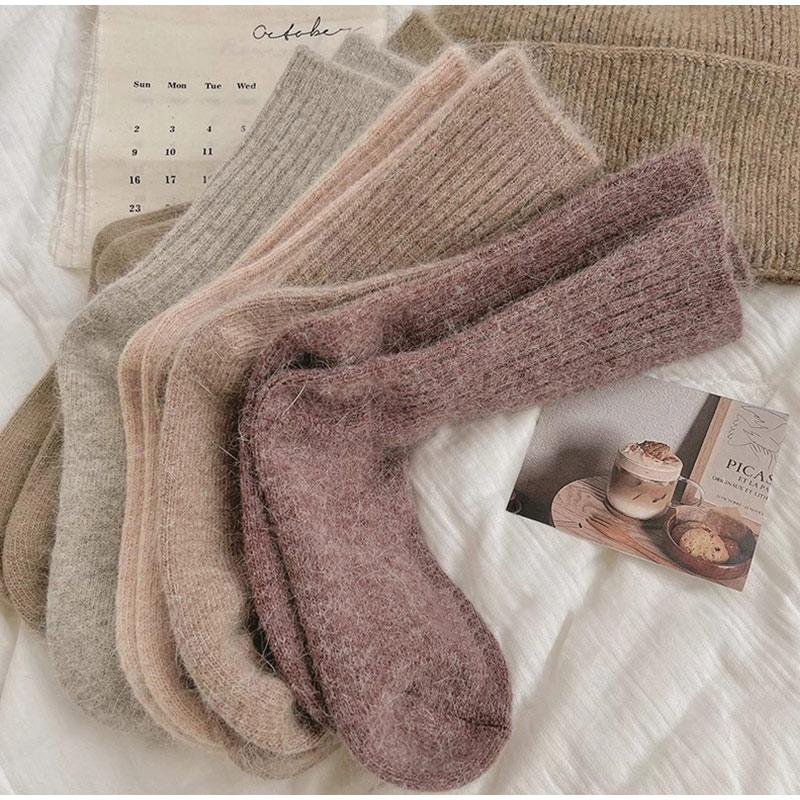 Winter Socks Women Cashmere Wool Thicken Warm Women Socks Sox Japanese Fashion Harajuku Solid Color Thermal Stockings For Women