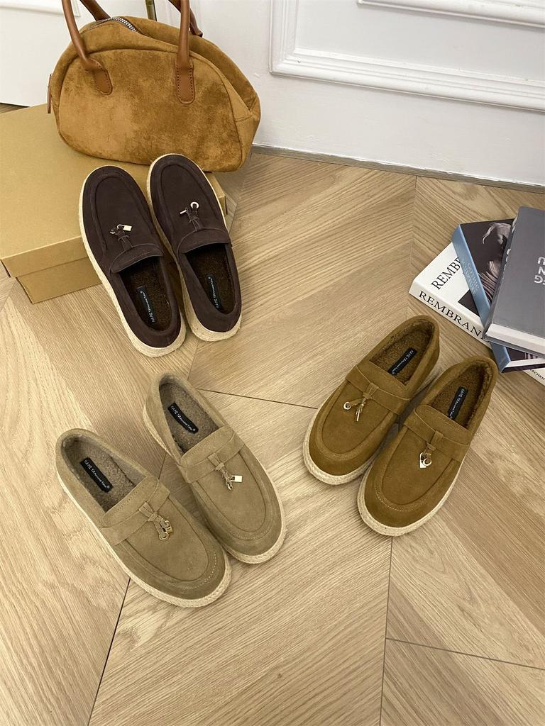 Old Qian Fengpo Heel Loafers Women's 2025 New Mao Mao Thick-soled One-pedal Single Shoes Linen Straw Fisherman Shoes