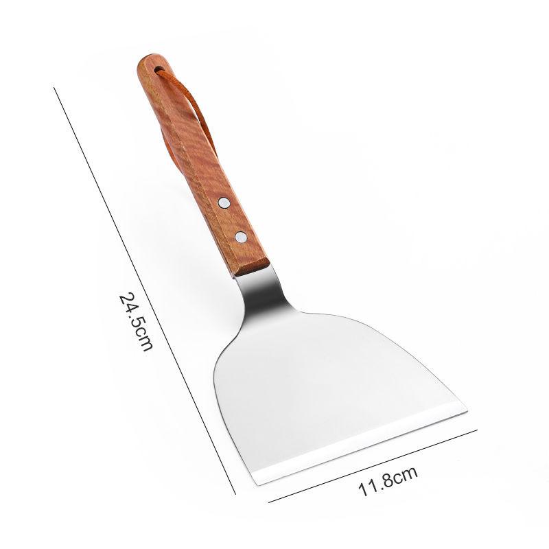 

Лопатка кулинарная из нержавеющей стали с деревянной ручкой для стейка, яиц, блинов, жарки, лопатка для пиццы, кухонные аксессуары