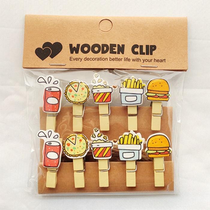 

10 шт. Подвесные фотографии Стена Цветочный магазин Открытки Детский сад Ручная работа Чипсы Маленькие деревянные прищепки 10pcs(one set)