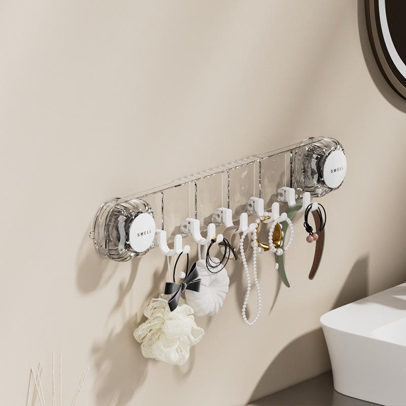 Punch-Free Rotating Suction Cup Bathroom Hook Hanger - Strong Load-Bearing, Seamless Adhesive, Toilet Door/Wall Use