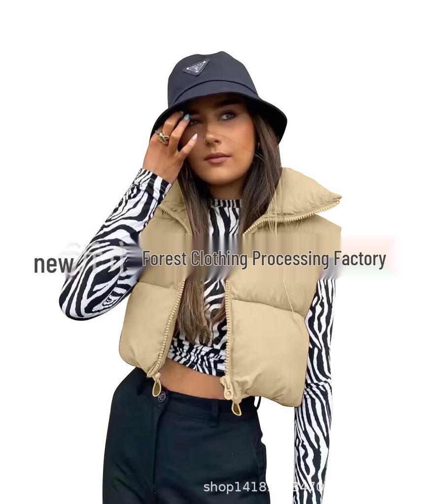 Women's Stand-Up Collar Zipper Vest: Warm Sleeveless Cotton Jacket for Autumn/Winter - Multi-Color Available