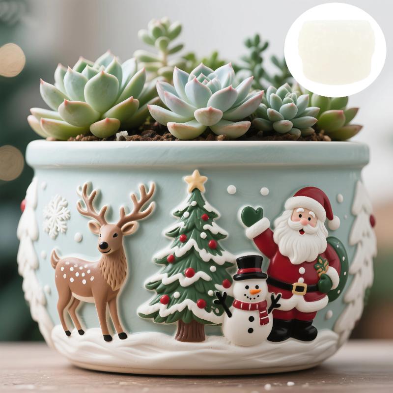 Elk Snow Run Gift Succulent Plant Pot Silicone Mold Christmas Reindeer Resin Plaster Pot Mould Cute Elk Concrete FlowerPot Molds