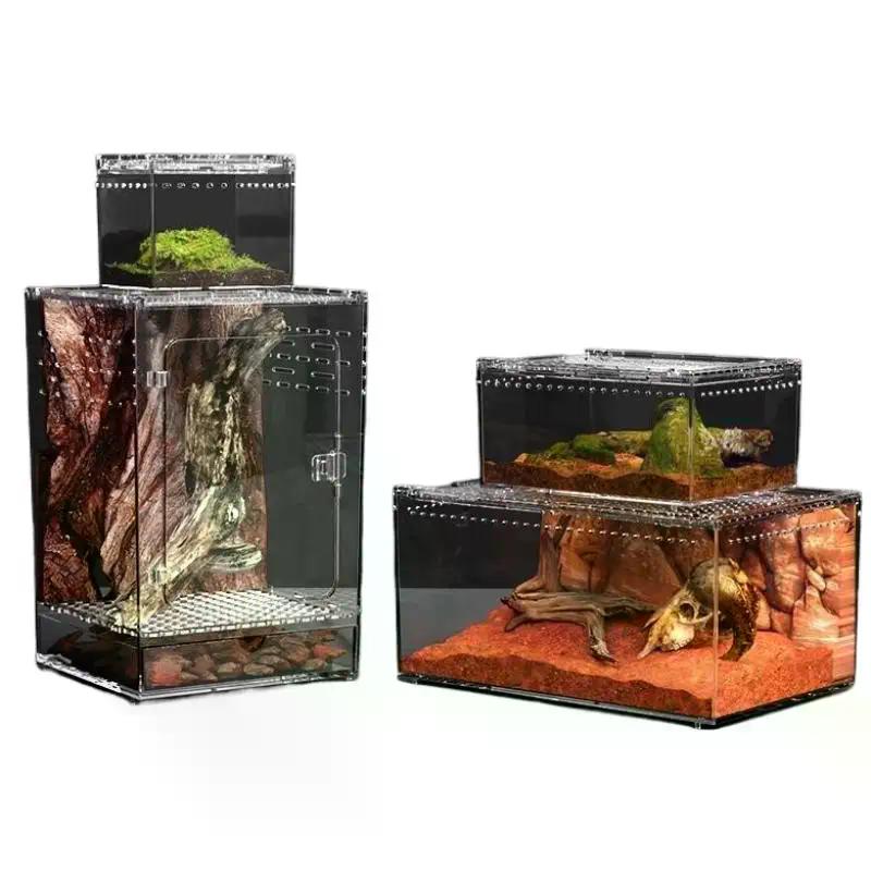 Sürüngen Üretme Kutusu Kertenkele Kulübesi Amfibi Teraryumu Şeffaf Akrilik Besleme Kafesi Ekolojik Böcek Örümcek Yaşam Alanı