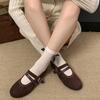 Queen Fan retro French flat-bottomed shallow mouth single shoes women's 2025 new autumn skirt soft-soled Mary Jane shoes