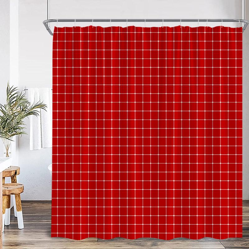 Black and White Square Shower Curtains Black Lines Modern Geometric Plaid Fashion Nordic Bath Curtain Fabric Home Bathroom Decor