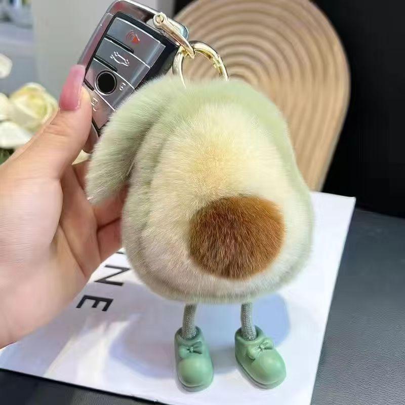Kawaii Fluffy Persimmon Peach Plush Keychain Soft Stuffed Fruit Pendant for Backpack Bag Decor Girlfriend Gift