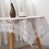 Glass Yarn Embroidery Tablecloths Pastoral Transparent Lace Restaurant Tablecloth Hollowed Out Tv Cabinet Decoration Cover Towel