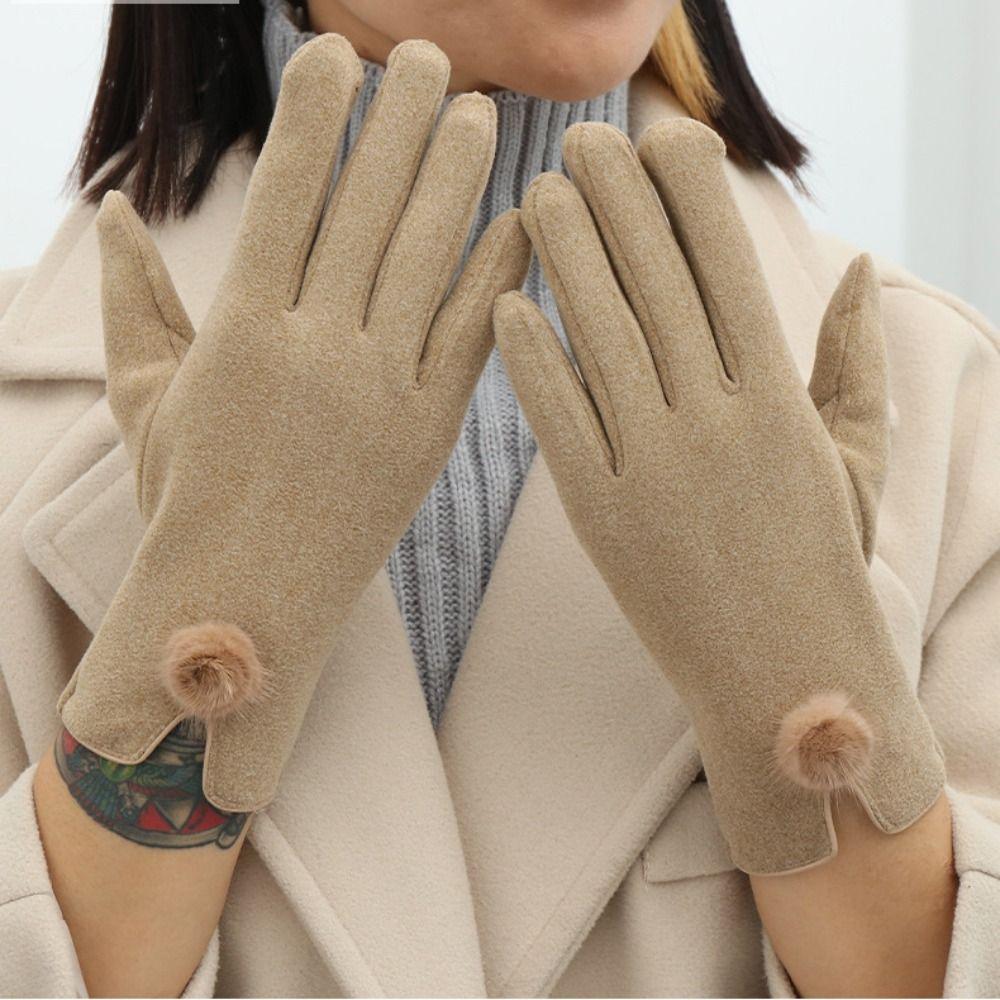 Velvet Winter Suede Gloves Soft Women Cycling Mittens Gift Pu Leather Gloves Girls