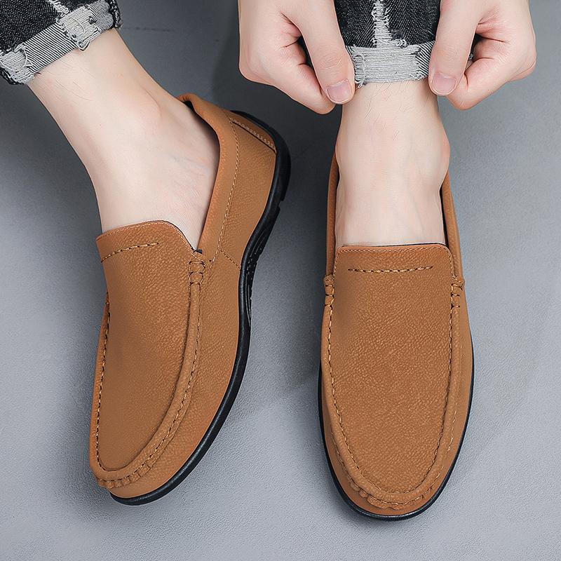 Summer Men Casual Shoes British Leather Loafers Simple Design Male Slip- Soft Bussiness Shoes Comfortable Driving Footwear 44