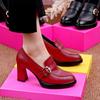 Pointed High Heels Women's Shoes 2024 Spring New Needle Buckle Waterproof Platform Heel Deep Mouth Women's Leather Shoes Trafza