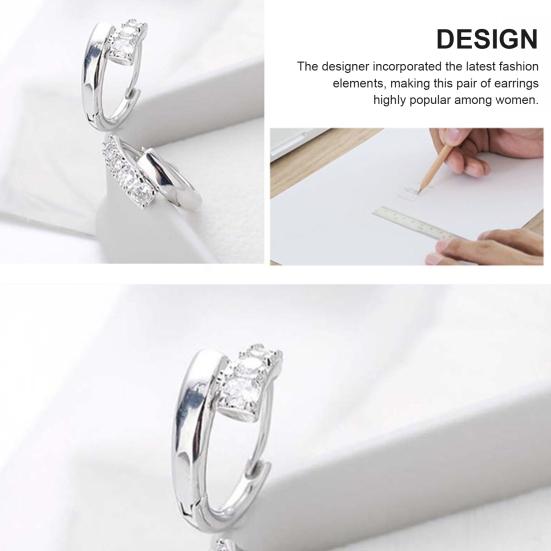 1 Pair Small Hoop Earrings for Women, Sparkling Rhinestone Hoop Earrings, Cubic Zirconia Jewelry Gift for Girlfriend Wife Mom