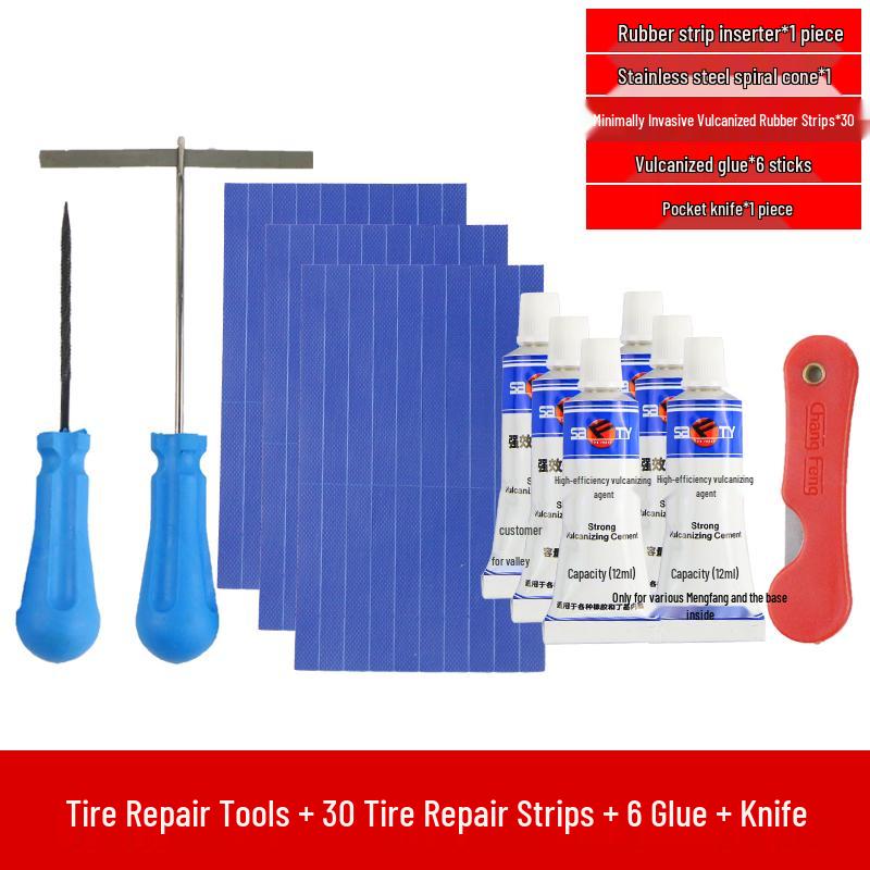 Electric Car & Motorcycle Tire Repair Set with Vacuum Strips - Quick, Minimal Invasive Fix