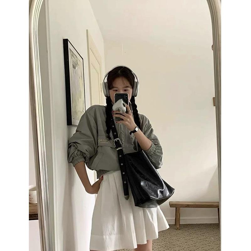 Oil Wax Leather Large-capacity Commuter Tote Bag New Women's Fashion Casual Lazy Wind Single Shoulder Messenger Bag Tide