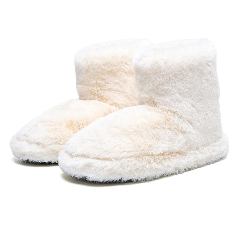 Cross-border autumn and winter new plush medium boots women's foreign trade wholesale home cotton shoes non-slip warm bag and cotton slippers