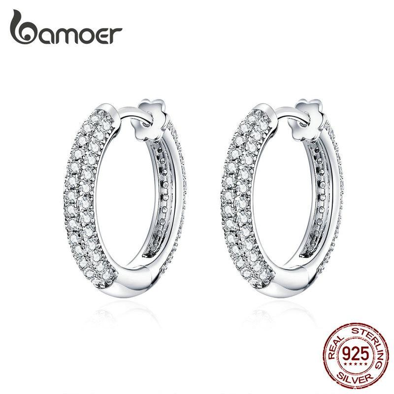 

Bamoer серьги-кольца из стерлингового серебра 925 пробы, роскошные серьги-кольца для женщин, свадебные украшения, подарки, аксессуары 2021