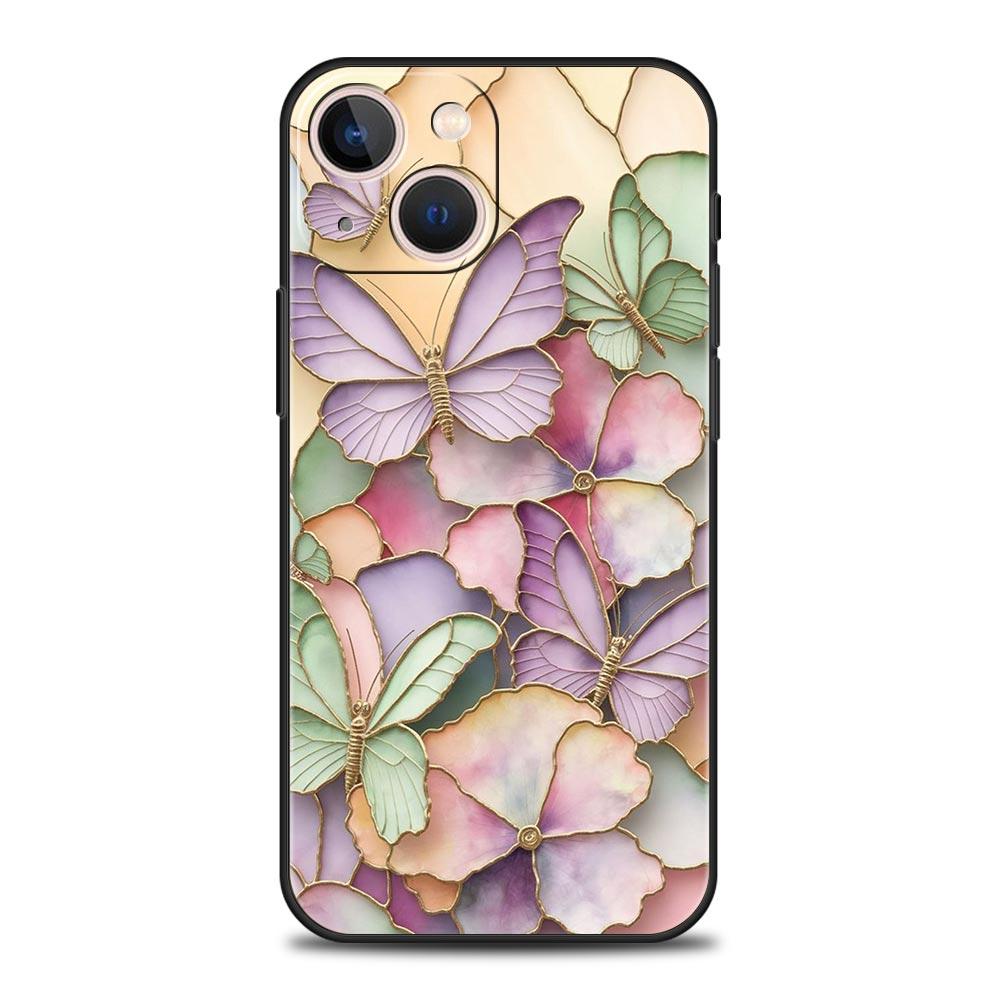 Fashionable Butterfly Flower Pattern Phone Case Cover for iPhone 17 16 15 14 13 12 Pro Max 11 Pro Max 17 AIR Plus Soft TPU Shell