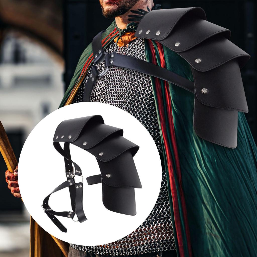 Gothic Steampunk Shoulder Armors Medieval Pauldron Chest Harness PU Outfit Shrug Belt