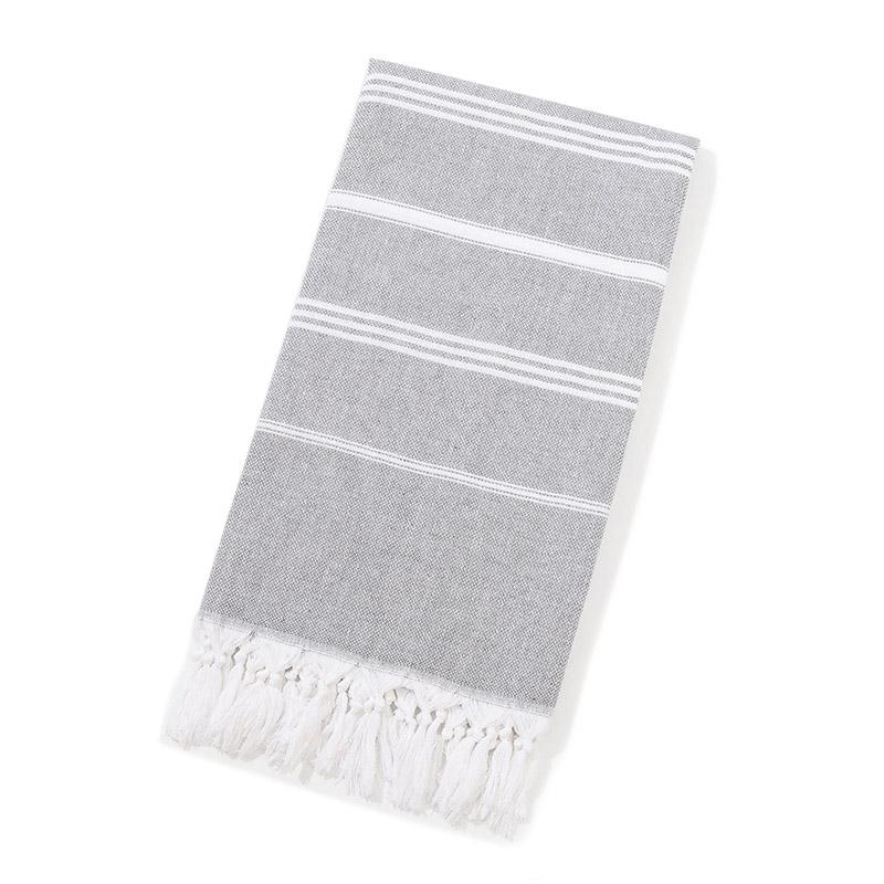 Customized 100% Cotton Turkish Beach Towel Soft Yarn-Dyed Jacquard Fringed Striped Pattern All-Season Ventilated for Bath Use