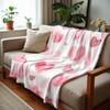 Watercolor Pink Heart Seamless Anime Cartoon Flannel Blanket Soft Warm Throw for Bedroom Sofa Car Kids Holiday Gift