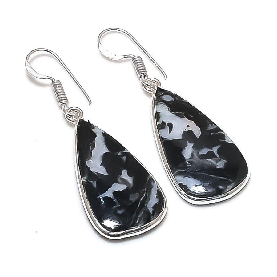 

Buffalo Jasper Handmade 925 Sterling Silver Jewelry Earring 1.85 v7Q71