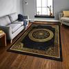 Luxury Black Gold Greek Key Print Carpet Plush Flannel Rug Living Room Bedroom Home Decor Area Rug Non Slip Floor Mat