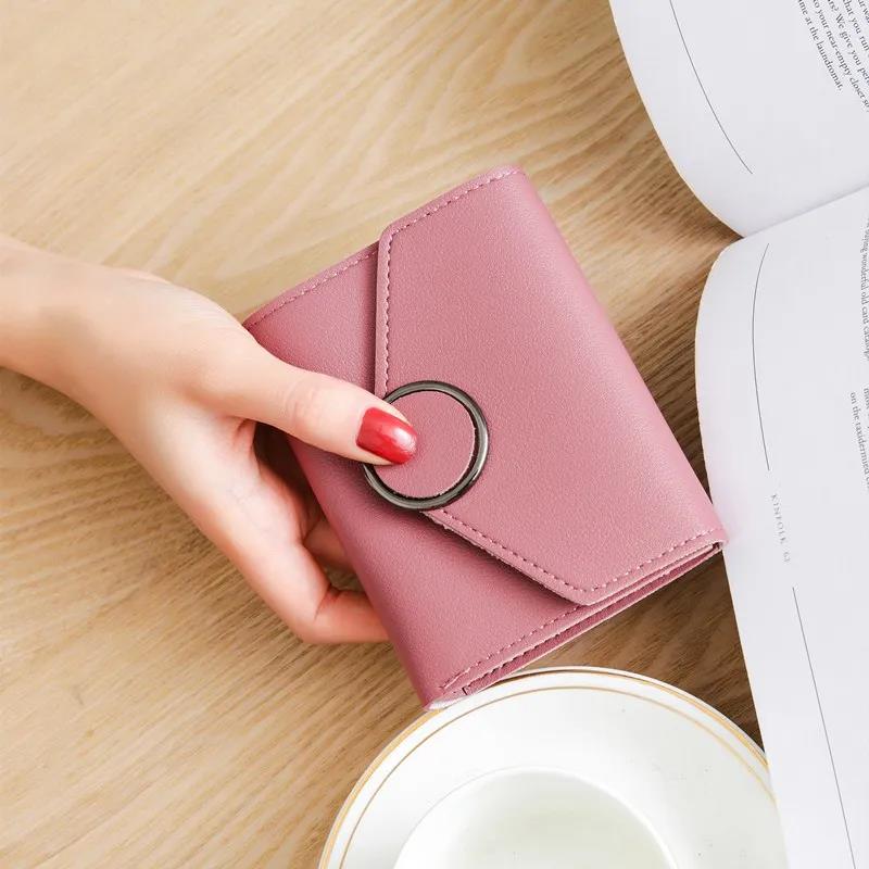 Женский повседневный мини-кошелек из мягкой искусственной кожи для кредитных карт банковских карт многофункциональный однотонный короткий кошелек 115915cm красный 1197₽