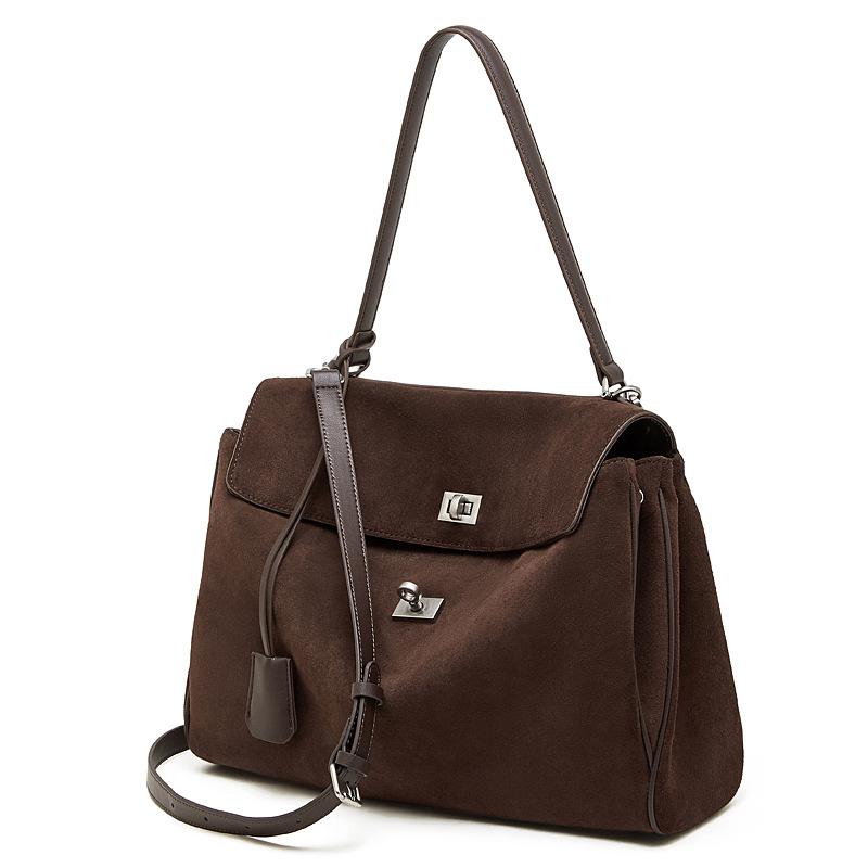 2026 Grote Capaciteit Mat Koeienhuid Dames Crossbody Schoudertas Zachte Suède Draagtas Luie Stijl
