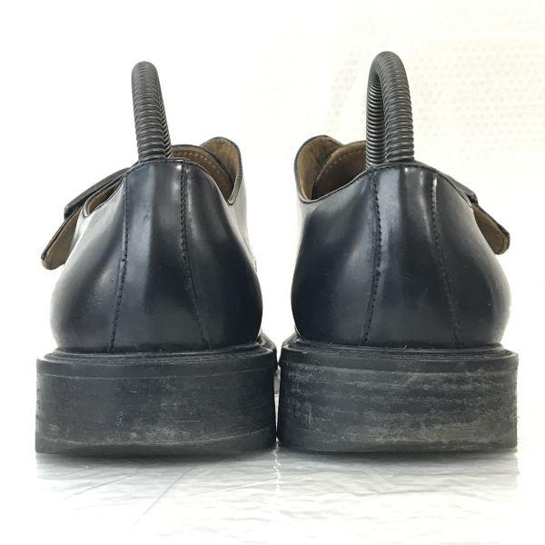 90s? Made In Italy Hawkins All Leather Heavy Leather Monk Strap U Tip Shoes Size 39 24.5 Black Dress Shoes(USED)