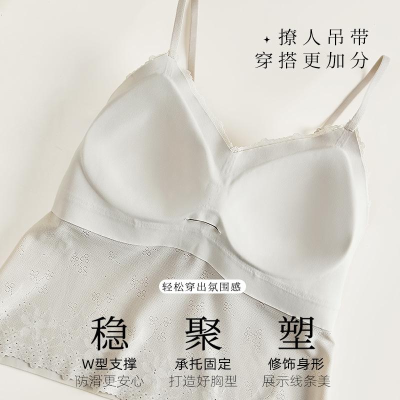 Lace Suspender Summer Thin Free Bra Seamless Backing Top Thin Anti-light Vest -