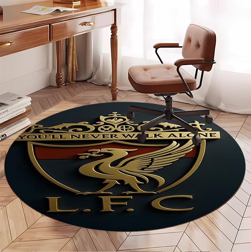 Liverpool F.C Pattern Round Rug, Indoor/Outdoor Mat, for Picnic, Gameroom, Bedroom, Office, Living Room, Home Decor Carpet, Birthday Gift