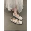 Inner height increase! Korean retro polka dot square head Mary Jane shoes light mouth single shoes ballet shoes early autumn French women's shoes