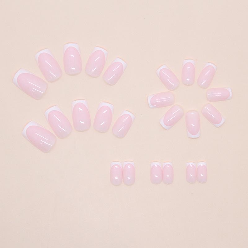 Simple naked pink white French temperament European and American style removable wearing armor 24 pieces press on nails