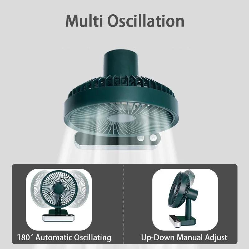5000mAh 4 Speed Settings USB Rechargeable Oscillating Desk Fan Mini Table Cooling Fan Adjustable Head Home Office Personal Fan