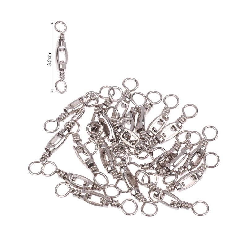 New 20Pcs Fishing Universal Swivel Heavy Duty Stainless Steel Swivels Saltwater Fishing Connector Terminal Tackle