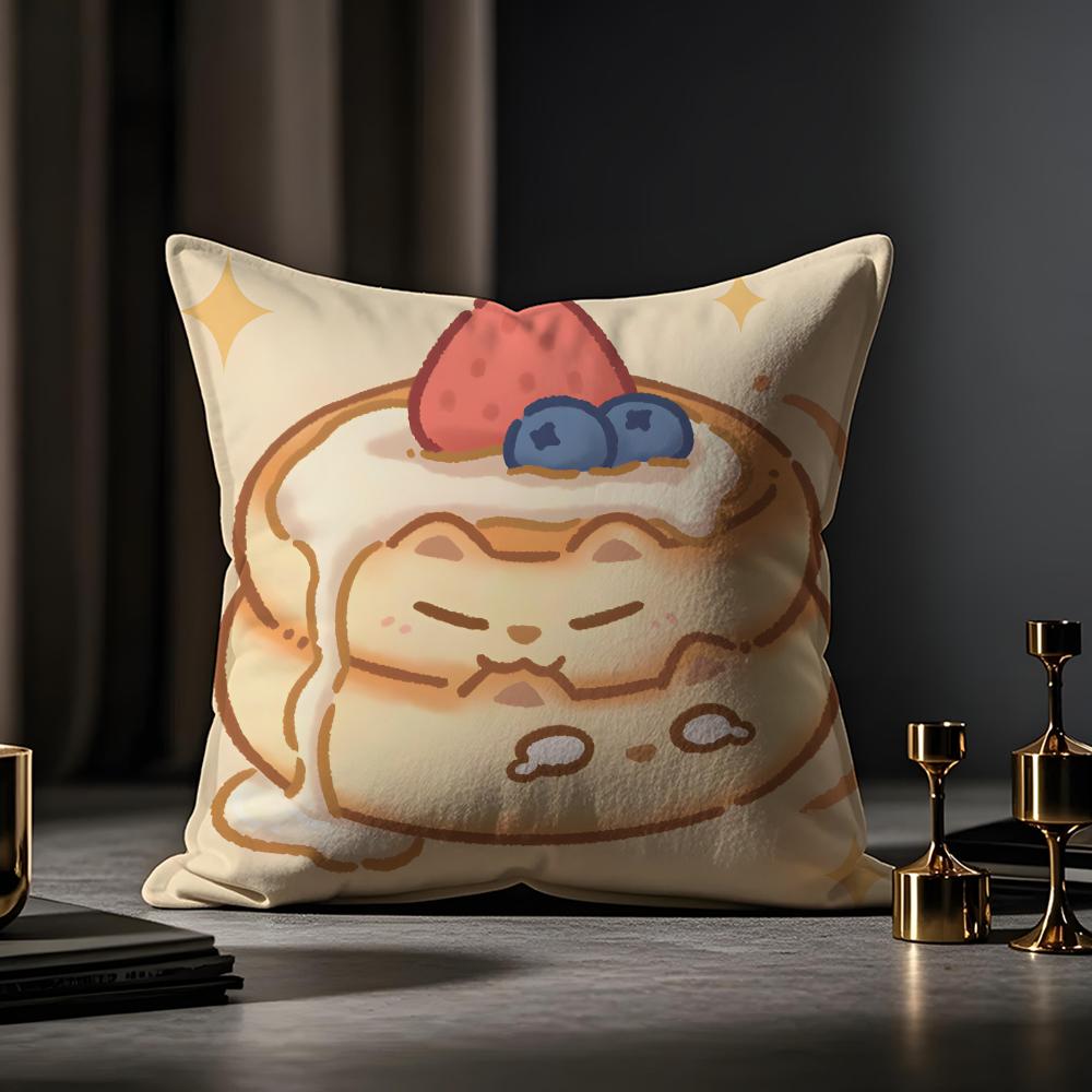 Animal-shaped Desserts Cushion Cover Anti-dustmite Pillowcase Invisible Zipper Silky Short Plush Sofa Cushion Cover