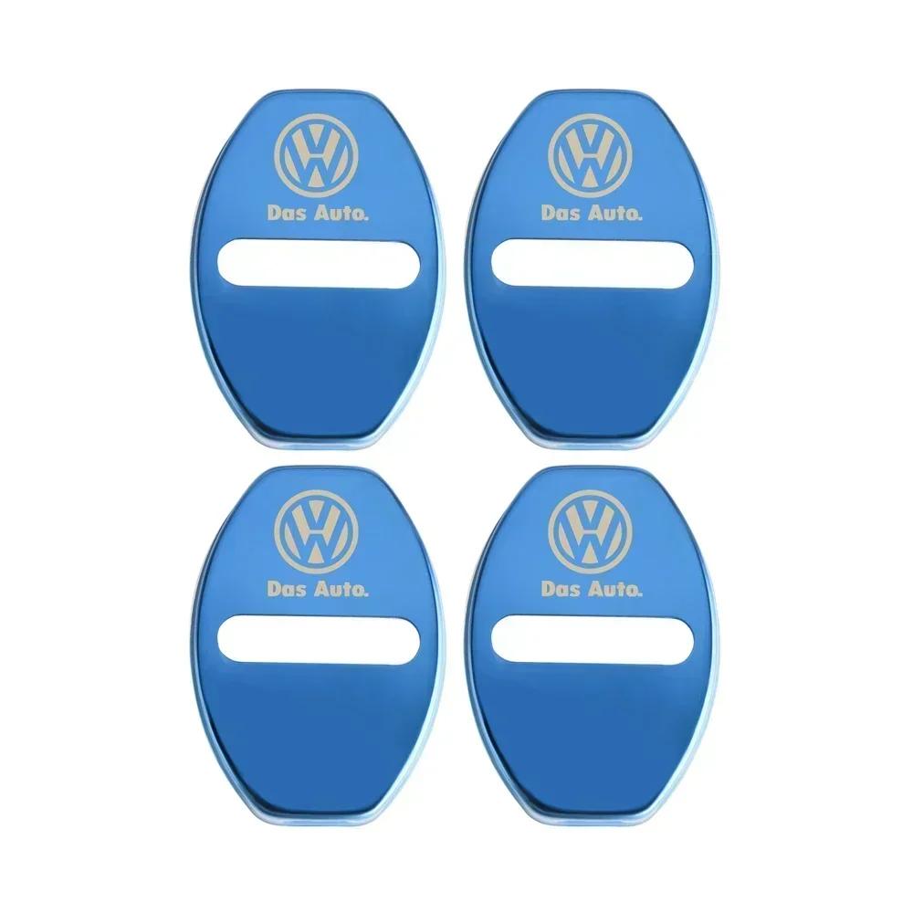4pcs Car Door Lock Protective Cover Metal Sticker For Volkswagen VW GTI R Golf Polo Tiguan Passat Jetta Lavida Rline Accossories zj3
