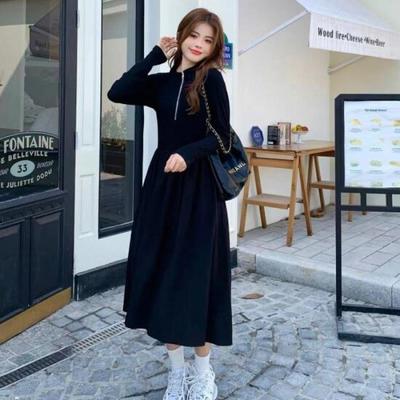 New ArrivalS Open Run Women S Medir Long Sleeve Black dreSS Slim Fit Flare