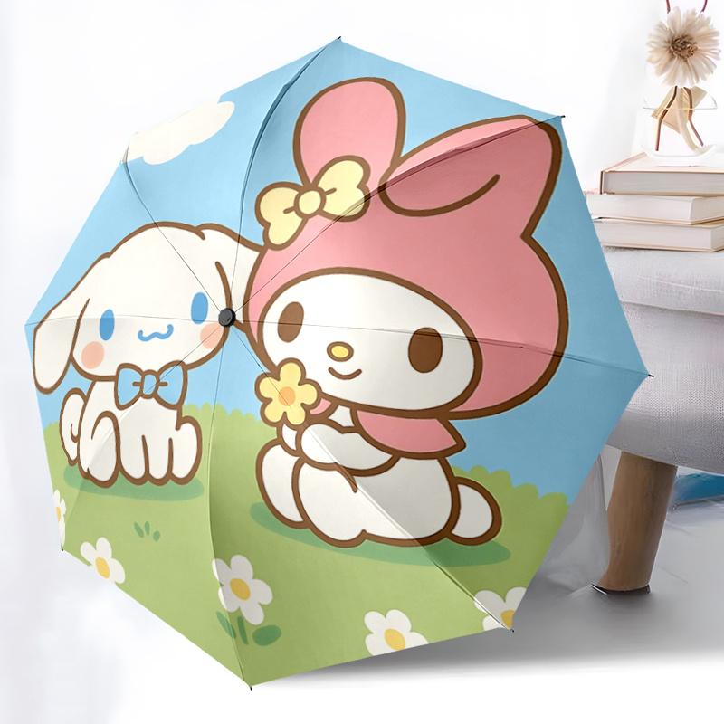 1pc My Melody & Cinnamoroll Outdoor Umbrella - Automatic Opening/Closing, Foldable Design, 8-Rib Iron Frame, Festival Gift for Fans, Travelers, Daily