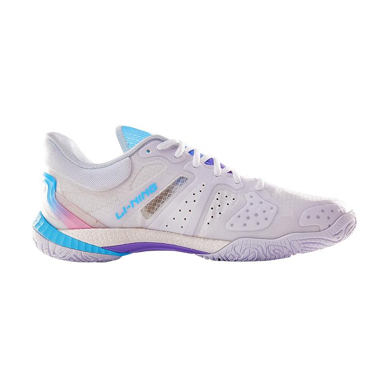 New LiNing Shock Absorbers Slip Resistant Breathable Low Top Badminton Shoes Unisex White Blue AYAR001-5