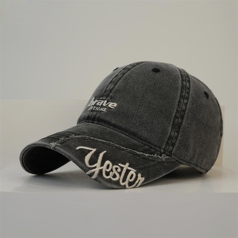 Vintage Wide Brim Big Head Sunshade Baseball Cap Embroidered Large Size Cap for Unisex чёрный