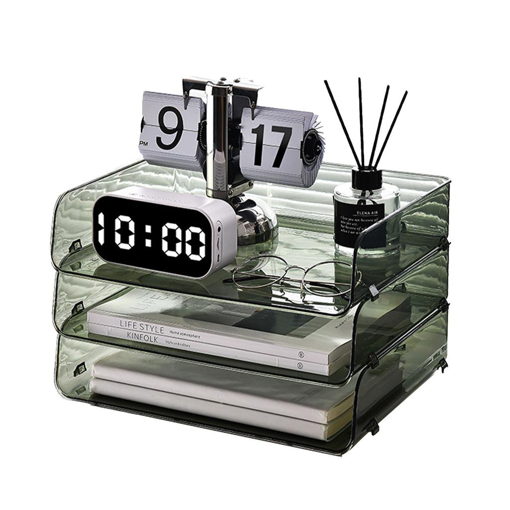 A4 Paper Storage Box Stackable Plastic Large Opening Single Layer Desktop File Organizer for Office