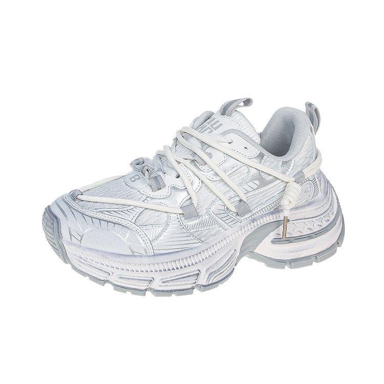 

Модная повседневная женская обувь 2025 весна и осень несколько новых серебристых туфель-лодочек, кроссовки, спортивные, на толстой подошве, увеличивающие рост, женские, легкие 40 серебряный