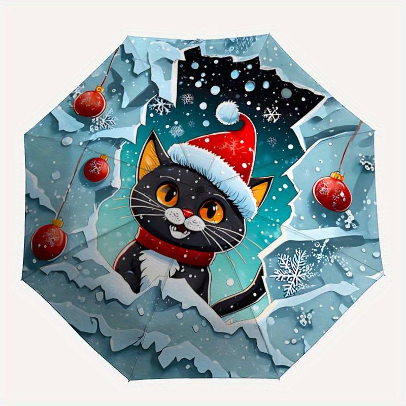 1pc Christmas Cat Automatic Open/Close Umbrella, Portable Folding umbrella for Everyday Use yy250826040