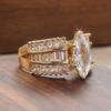 Fashion Gold Color Square Inlaid White CZ Women's Ring Geometry Daily Wear Party Jewelry