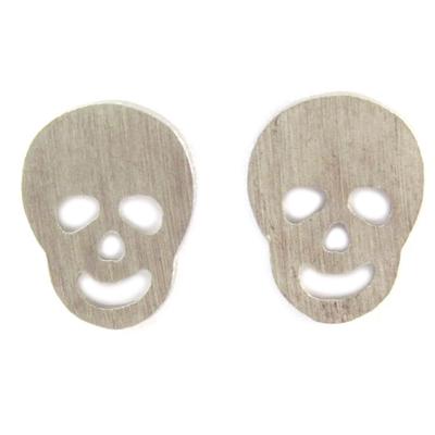 [Q6202] - Pendientes 'Skull' de plata hechos a mano - 10x7 mm