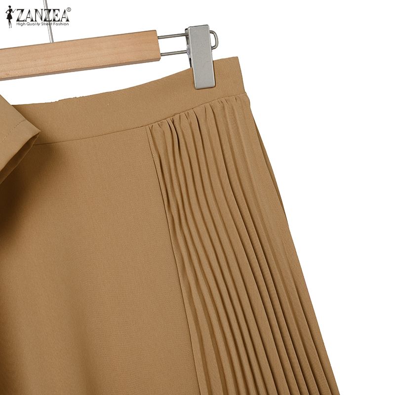 ZANZEA Bluză cu mânecă scurtă pentru femei și fustă lungă, seturi de costume din două piese de vară