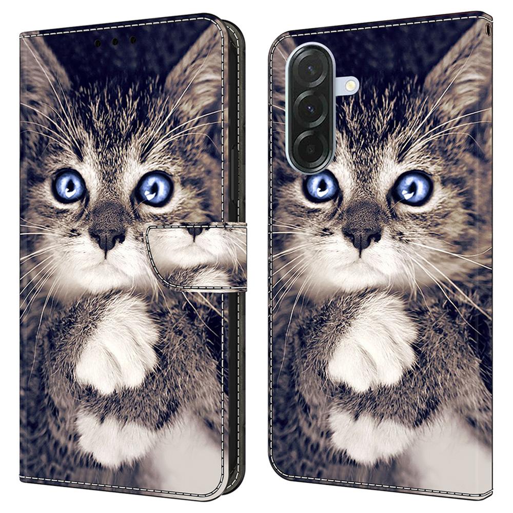 Kožené pouzdro pro Samsung Galaxy A16 5G/4G s potiskem vzoru, peněženkou a stojánkem, flipový kryt na telefon