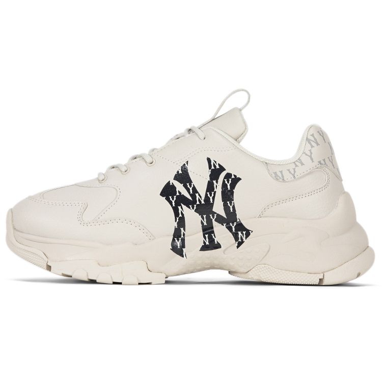 MLB Big Ball Chunky Luxe Tendance Monogramme Polyvalent Augmentant la Hauteur Basse Chaussures Papa Baskets Unisexes Blanc Noir 3ASHBMN3N-50BKS 37.5