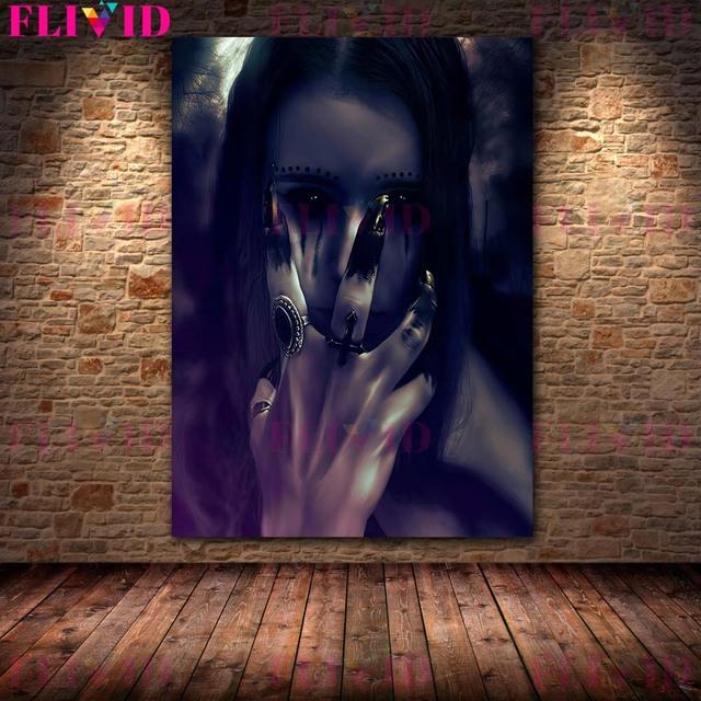 The Temptation of Witches Retro Mural Art Oil Painting "Witch's Heart" Night Poster